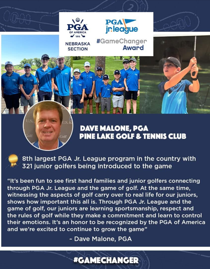 PGA Jr. League GameChanger Award for Dave Malone